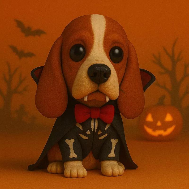Basset Hound Vampiro de Halloween POP STL