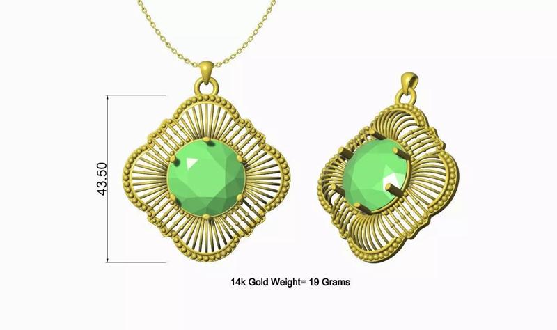 20mm cut Gemstone Necklace design light weight for gold casting