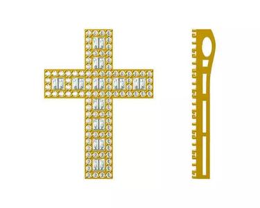 JCD format Minimalist cross pendant baguette-cut pendant