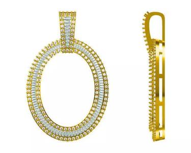 JCD format Minimalist oval shape with baguette cut pendant