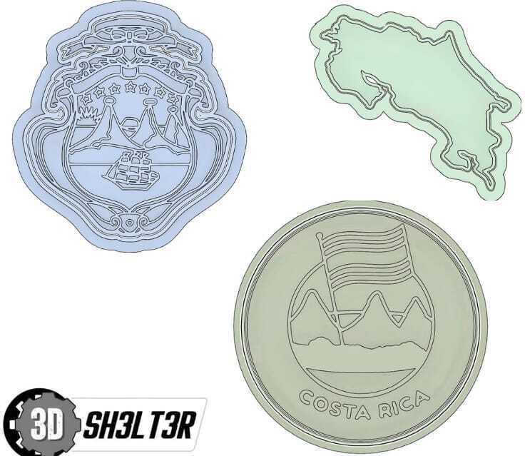 COSTA RICA COOKIE CUTTER, COAT OF ARMS, MAP, LOGO, ESCUDO, PAÍS
