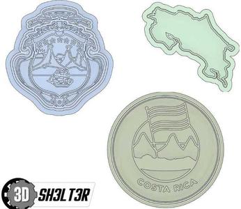COSTA RICA COOKIE CUTTER, COAT OF ARMS, MAP, LOGO, ESCUDO, PAÍS