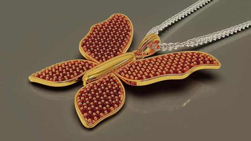 Pave set diamond butterfly jewelry pendant
