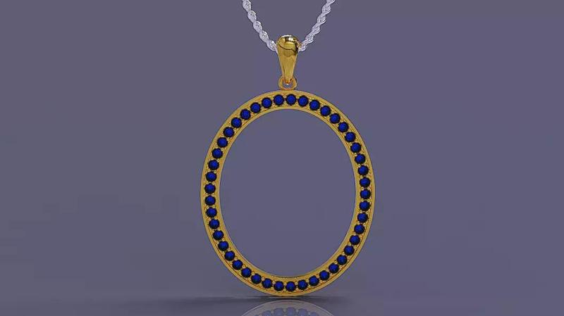 Oval Halo Pendant with Prong-Set Round Gemstones