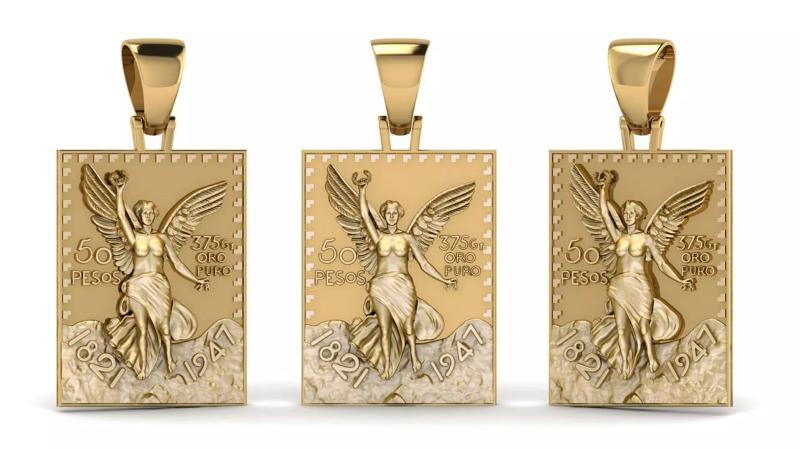 50 Pesos Mexican Gold Nugget TAG Pendant