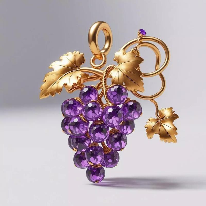 Gilded Vine Royal Amethyst Grape Pendant