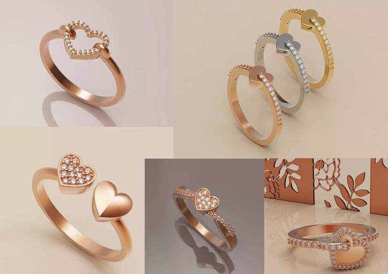 Collection of heart rings