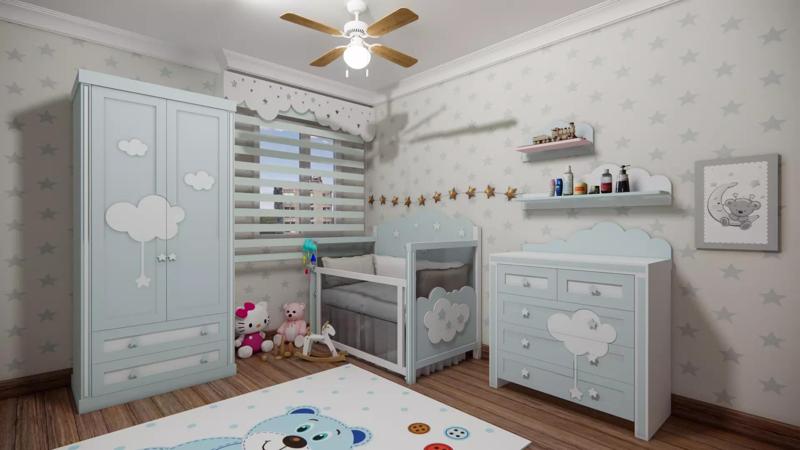 Special design wardrobe and bed group for children rooms