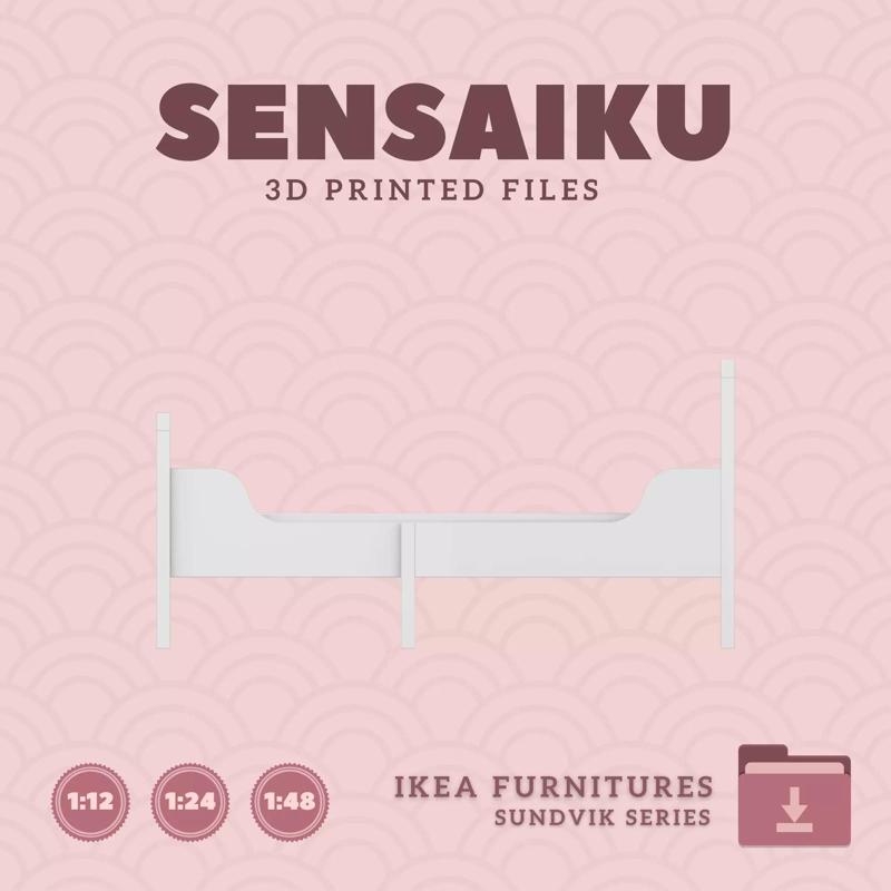 SUNDVIK Bed Frame  - 63 In for Mini Dollhouse - IKEA - 3D Print