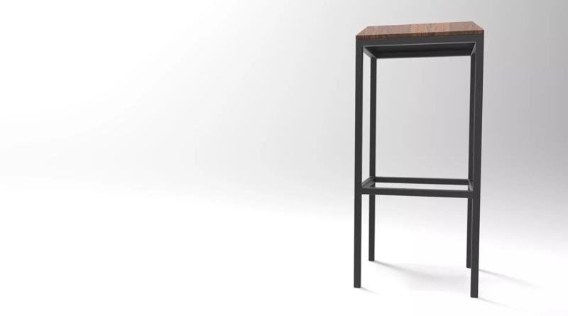 Hoker I stool with frame and wooden seat
