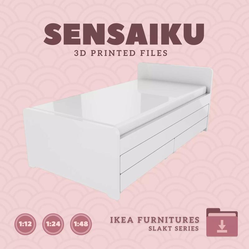 SLAKT Bed w Storage for Dollhouse - IKEA - 3D Print