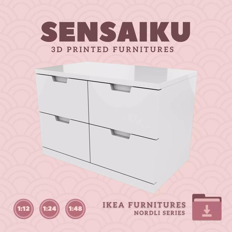 NORDLI 4-Drawer Chest V1 for Mini Dollhouse - IKEA 3D Print
