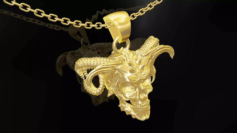Skull demon pendant jewelry gold
