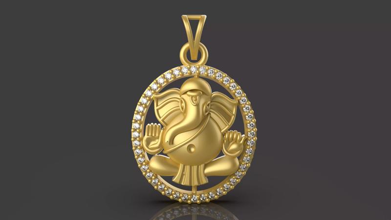 Round Ganesh Pendant - 0056