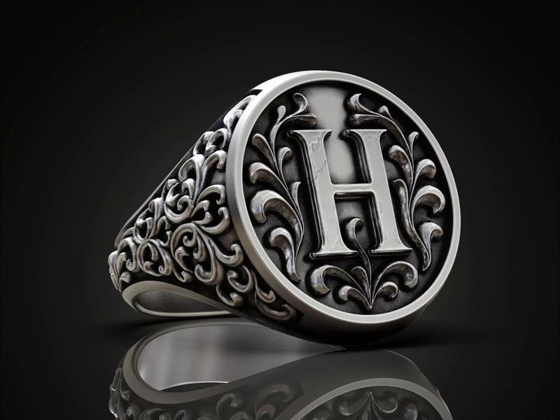 Monogram H Signet Ring  Vintage Ornament