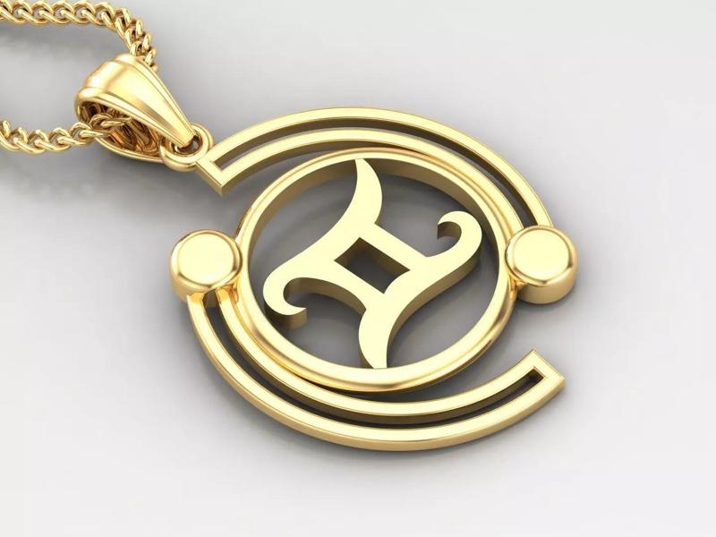 Galaxy Gemini Light Gold Pendant Version 8