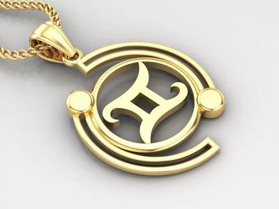 Galaxy Gemini Light Gold Pendant Version 8