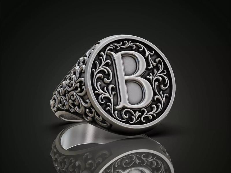 Monogram B Signet Ring Vintage Ornament