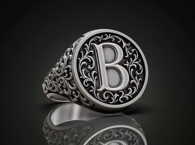 Monogram B Signet Ring Vintage Ornament