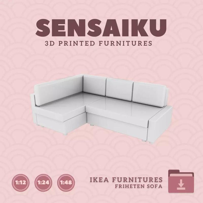 FRIHETEN  Sectional 3 Seat Sofa for Dollhouse IKEA 3D Print