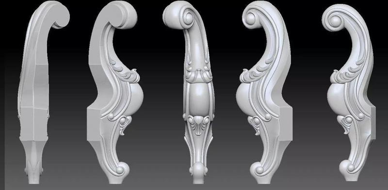 Furniture Legs 3d STL Model Relief for CNC set 006