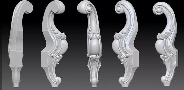 Furniture Legs 3d STL Model Relief for CNC set 006
