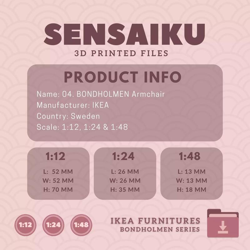 BONDHOLMEN Armchair for Miniature Dollhouse - IKEA - 3D Print