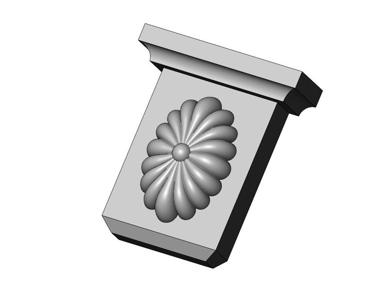 Ribbed oval rosette Colonial decorative corbel and bracket 3D print model