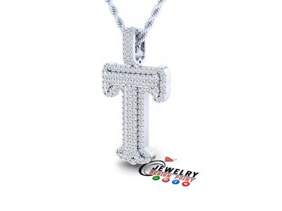 Custom Initial T Letter Diamond  A to Z Alphabet  Necklace