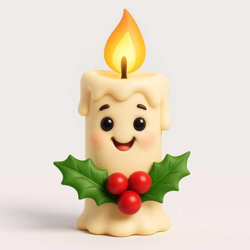 Cute Christmas Candle 3D Model – STL File for 3D Printing