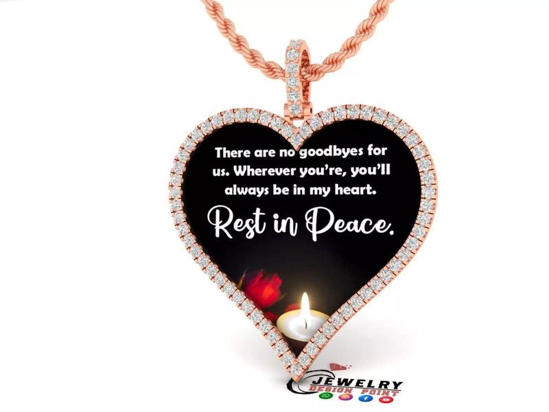 Custom Heart Picture Pendant with Diamond - Memory Pendant