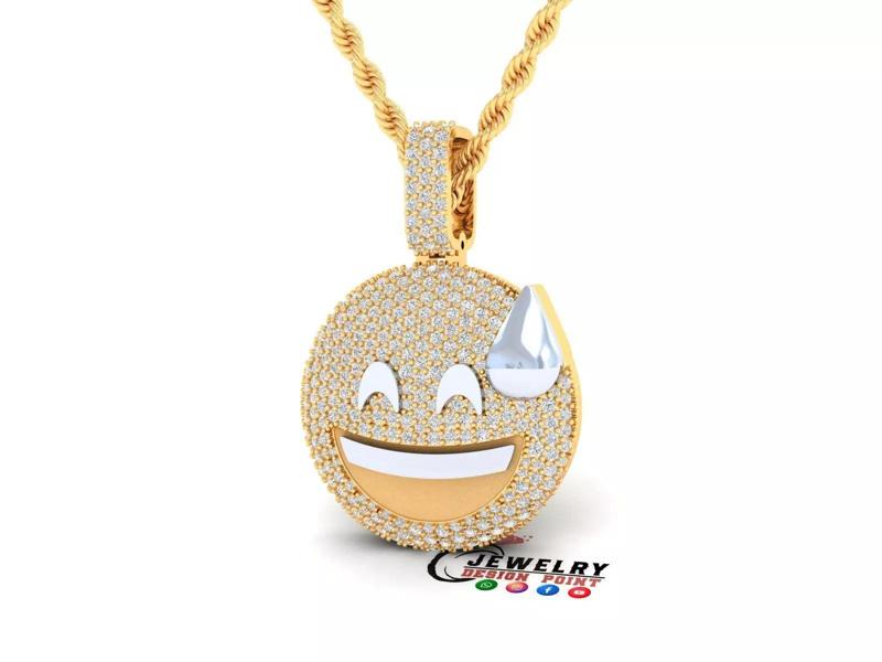 Custom Grinning Face Sweat Emoji Pendant - Grinning Emoji