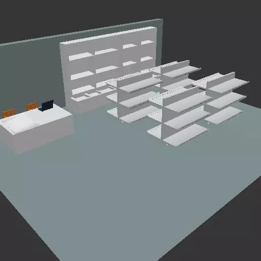 3D Baqala or Grocery store Shelves System