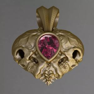Antique Pink Pear Skull Pandent