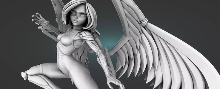Battle Angel 3D Printable Model with Wings