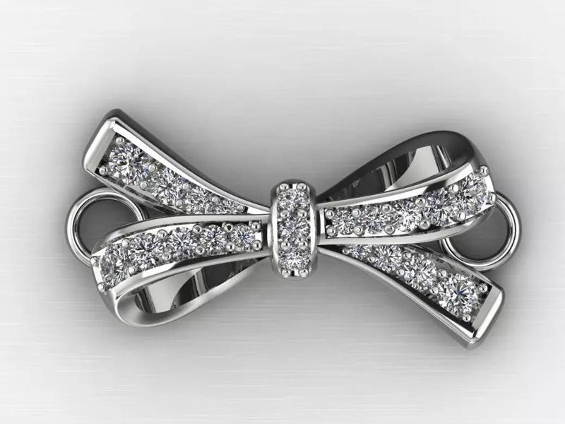 Bow Ribbon Gemstone Center Pendant or Charm