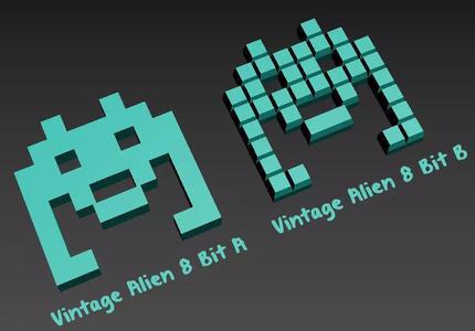 Vintage Alien 8 Bit for 3d Print