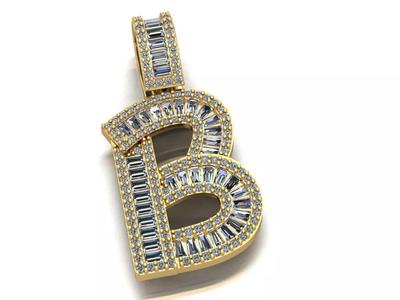 Baguette Diamond Letter Necklace