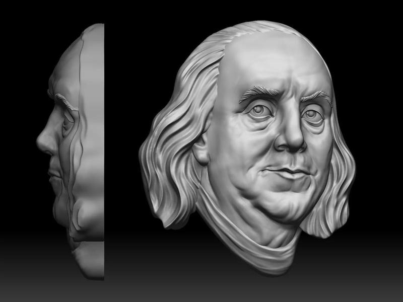 Benjamin Franklin One hundred US dollars 3D print model