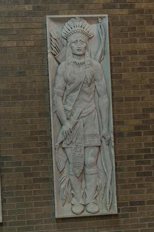 Limestone Indian Warrior Bas Relief Panel