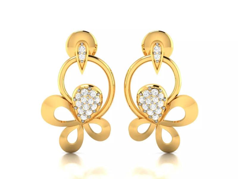 Solitaire Women Earring 3dm STl OBJ FBX Render Details