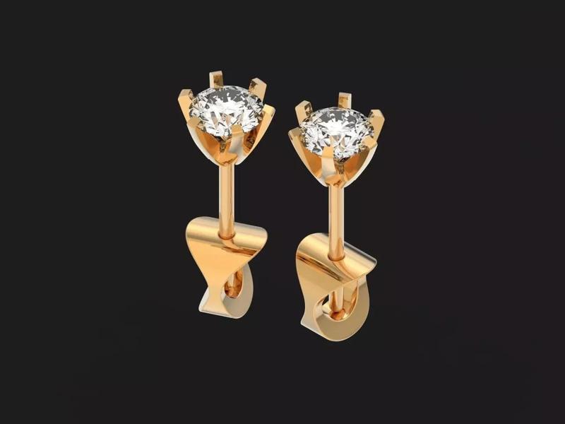 stud earrings 6 prongs diamond  1014
