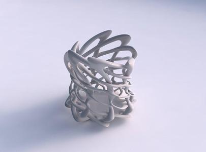 Bowl cylindrical with interlacing lattice twisted and streche...