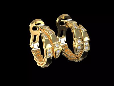 Bvlgari Snake Serpenti Earrings 3D print model