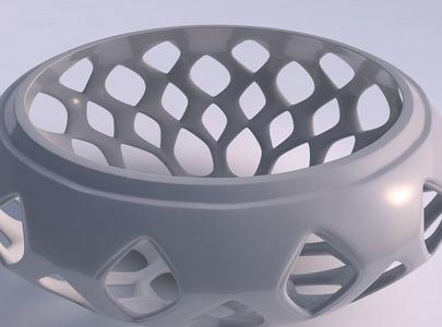 Bowl extra wide with smooth beveled cuts and extruded top squ...