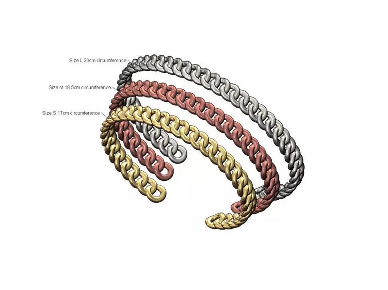 Solid 7mm wide simple chain link cuff bracelet