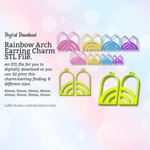 Rainbow Arch Earring Charm STL File - Digital Download -8 Sizes- Necklace Earring Keyring Modern Design