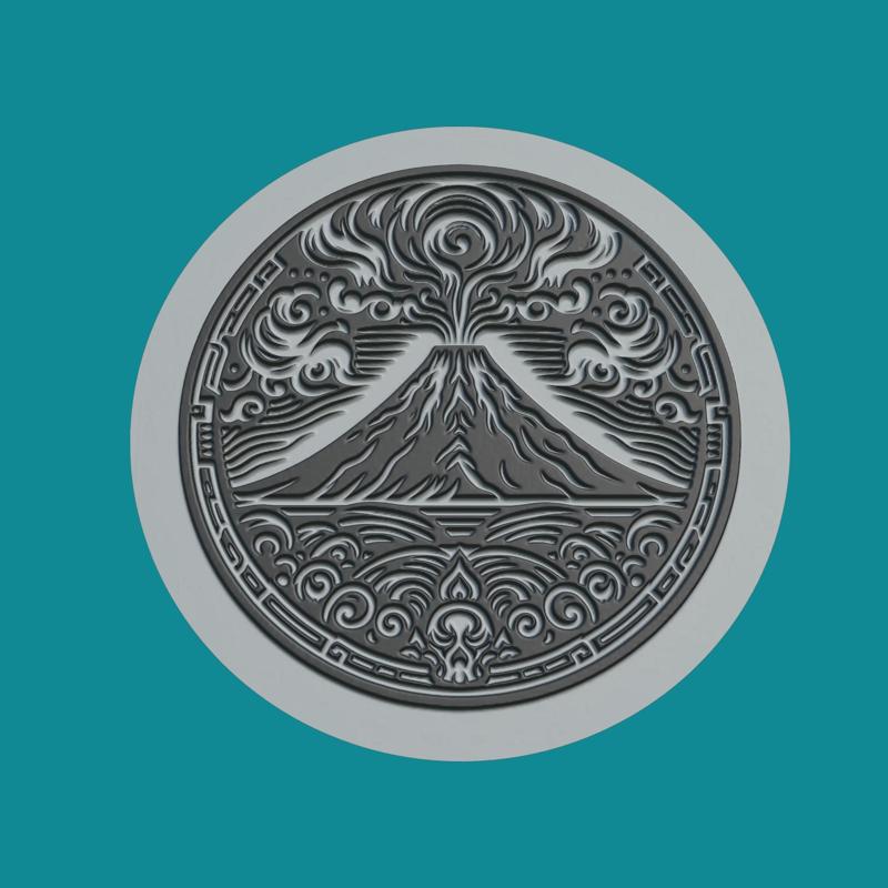 Volcano Medallion Volcano 3d Print Model