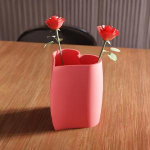 3D Heart Vase STL File - 272
