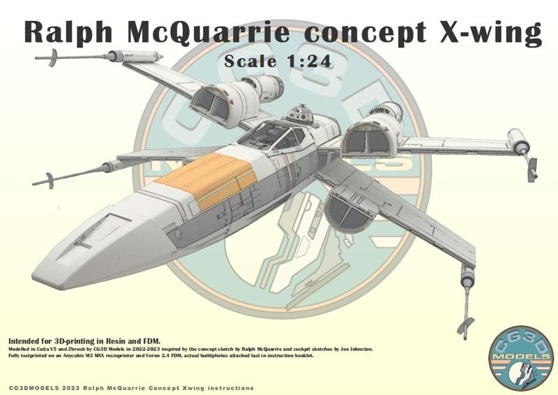 24th scale X-Wing Ralph McQuarrie inspired 3D print files